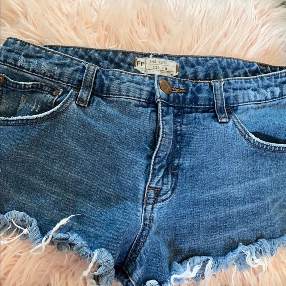 free people mid rise denim shorts